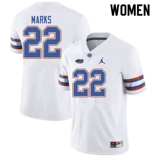 Women's Florida Gators #22 Dionte Marks NCAA Jordan Brand White Authentic Stitched College Football Jersey PAJ4162UH